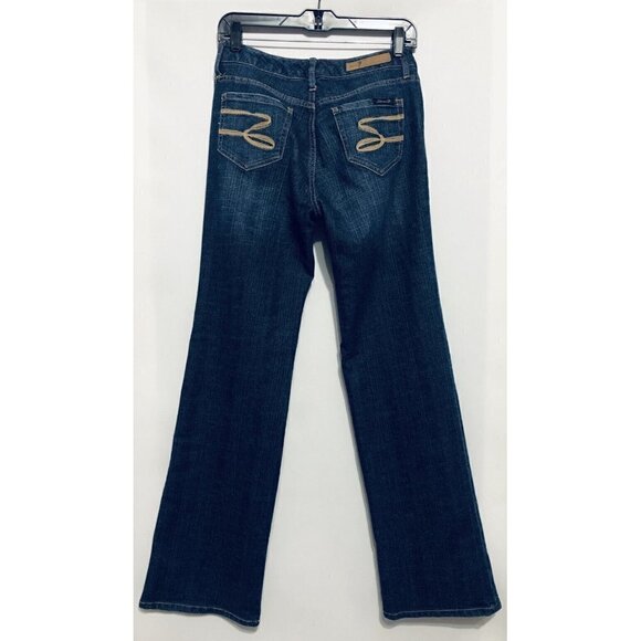 Seven7 Womens Size 4 Distressed Flare Jeans Boho Hippie Stretch Pockets - Picture 3 of 6